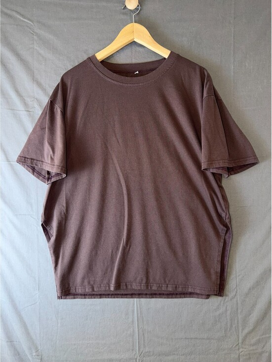 Tops - Brown Short Sleeve T‑Shirt Size M Casual Basic Tee-Oversized